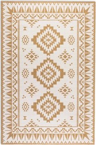 Teraszszőnyeg 120x170, sárga krémszínű kétoldalas,lapos szövésű zsinóros