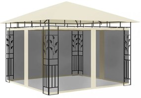 krémszínű pavilon szúnyoghálóval/LED fényfüzérrel 3x3x2,73 m