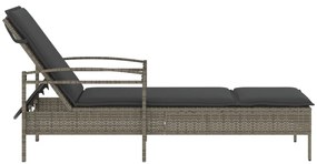Szürke polyrattan napozóágy párnával 63x200x81 cm