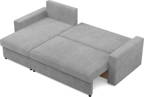 Zeus sarokkanapé, 2 ágyneműtartóval, egyenes kartámasz, kordbársony, univerzális oldal, bonell töltet, szürke