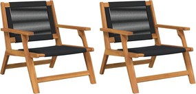 vidaXL Kerti bútor 2 pcs Fekete 67 x 76 x 73 cm Tömör Akácfa