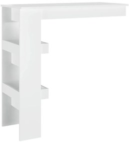 Magasfényű fehér fatermék fali bárasztal 102 x 45 x 103,5cm