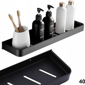 Fürdőszobai Falipolc Loft 40 CM Fekete konyhai folyadékokhoz samponokhoz acél