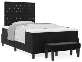 Box Spring Ágy Matraccal &amp; Paddal Fekete 120x190 cm Bársony