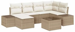 vidaXL Kerti Kanapé Szett párnával 7 pcs Beige és krém polirattan
