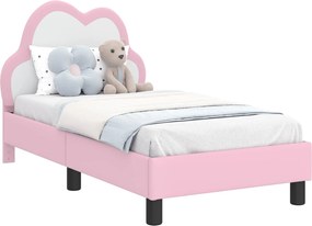 vidaXL Gyerekágy keret fejtámlával Rózsaszín 70 x 140 cm PU
