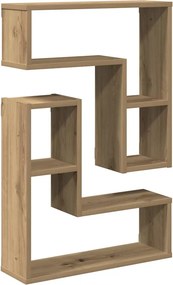 vidaXL 2 db kézműves tölgyszínű szerelt fa fali kockapolc 50x15x50 cm