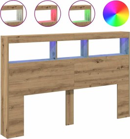 vidaXL kézműves tölgy áthidalószekrény LED-ekkel 160 x 17 x 102 cm