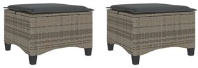 2 db szürke polirattan kerti székek párnákkal 55x55x36 cm