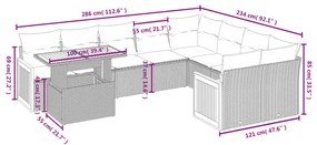 10 részes bézs polyrattan kerti ülőgarnitúra párnával