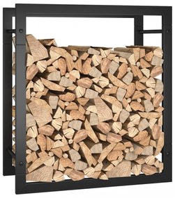 fekete acél tűzifatároló állvány 50 x 28 x 56 cm