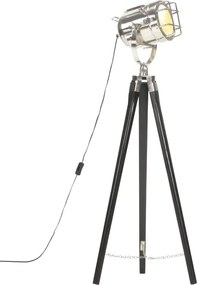 vidaXL fekete háromlábú tömör mangófa állólámpa 97 cm