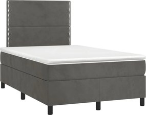 vidaXL sötétszürke bársony rugós ágy matraccal 120x190 cm