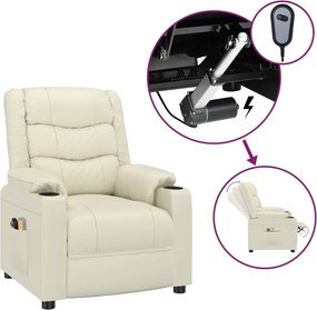 vidaXL krémszínű műbőr elektromos masszázsfotel