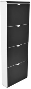 Fekete fém billenő ajtós cipőtartó 51x138x16 cm – Household Pleasure