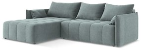 Kék kinyitható-tárolóhelyes sarokkanapé (bal oldali-heverő résszel) Moku – Makamii