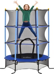 HOMCOM Gyermek Trambulin Ø163 cm, Trambulin Biztonsági Hálóval, Szegélyvédővel, Kerti Trambulin 3-10 Éves Gyermekeknek, 50 kg-ig Terhelhető, Kék | Aos