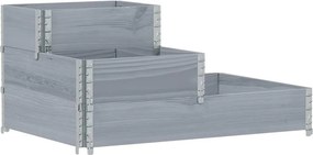 vidaXL 3 szintes szürke tömör fenyőfa magaságyás 120 x 80 cm
