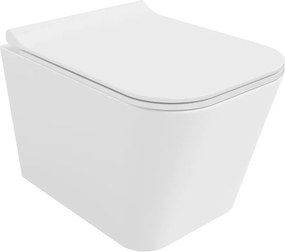 Mexen Teo Rimless WC csésze lassan csukódó, vékony duroplast WC-ülőkével, fehér fényes - 30850700