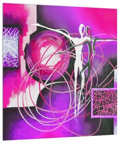 Táncosok - absztrakt lila kép (30x30 cm)