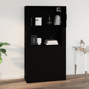 fekete szerelt fa faliszekrény 80x33x80 cm