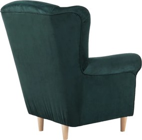 Füles fotel, szövet smaragd, CHARLOT