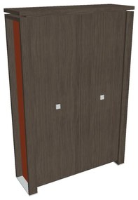 Verno+ S magas szekrény 140 x 46 x 210 cm, antracit tölgy / narancs