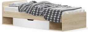 Ágy 1S/90, fehér/tölgy sonoma, TEYO