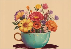 Dekoratív fotótapéta falra Könnyű összeszerelés Színes csokor 152x104 Ragasztó