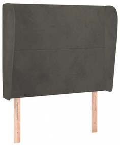 sötétszürke bársony fejtámla szárnyakkal 103 x 23 x 118/128 cm