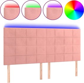 vidaXL rózsaszín bársony LED-es fejtámla 180x5x118/128 cm