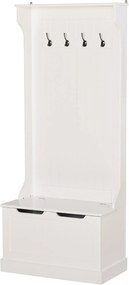 HOMCOM Modern 3 az 1-ben Szabadonálló Kabátállvány 4 Akasztóval, Tároló Pad és Kabátakasztó, Helytakarékos Előszoba, Folyosó, Hálószobai Bútor, 71,5x3