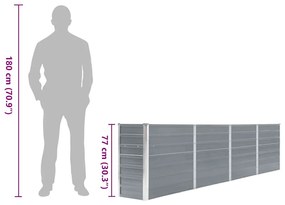 szürke horganyzott acél kerti magaságyás 320 x 40 x 77 cm