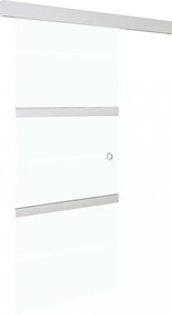 ezüst ESG üveg és alumínium tolóajtó puha ütközőkkel 76x205 cm