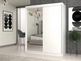 IGA 160 A/B tolóajtós gardróbszekrény 120x61x200, 1 tükörrel / sima, fehér