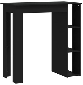 Fekete szerelt fa bárasztal polccal 102 x 50 x 103,5 cm