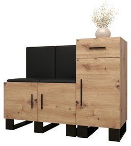 Előszobabútor Amanda 18 (artisan tölgy + fekete öko-bőr). 1086018