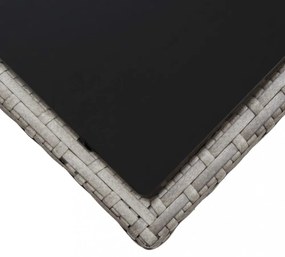 szürke polyrattan és üveg dohányzóasztal 45 x 45 x 40 cm