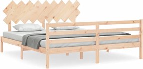 vidaXL tömör fa ágykeret fejtámlával Super King Size