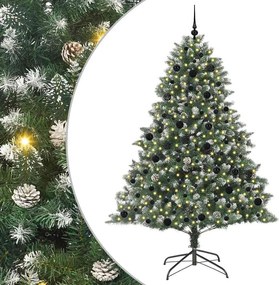 vidaXL Mű karácsonyfa 300 LED-del Zöld 210 cm PVC és Műanyag és Acél