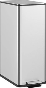 HOMCOM 20L Kukás Zsák, Puha Záródású Fedéllel és Pedállal, Kukás Edény Belső Vödörrel, Rozsdamentes Acél, Fürdőszobába, Hálószobába vagy Nappaliba, Ez