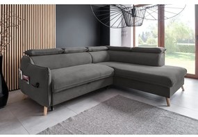 Sötétszürke bársony kinyitható sarokkanapé (jobb oldali) Sweet Harmony – Miuform