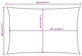 fehér téglalap alakú oxford-szövet napvitorla 4 x 7 m