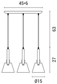 Csillár zsinóron 3xE27/40W/230V fehér