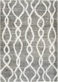 120x170 cm Bolyhos Szőnyeg Shaggy Szürke Cikk-cakk Krém