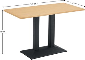 Bisztró asztal, tölgy/fekete, 120x60 cm, RINALDO TYP 2