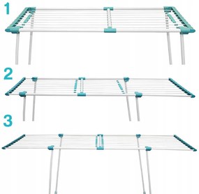 Erga Model 306U, stabil teleszkópos ruhaszárító 202x55x92 cm, fehér-zöld, ERG-SEP-10SUSSTOPROFE