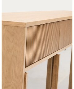 Natúr színű tálalószekrény tolóajtóval tölgyfa dekorral 200x80x40 cm Helvine – Kave Home