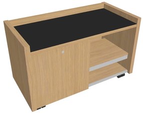 Verno mobil konténer 100 x 50 cm üveggel, bal, világos tölgy / fekete