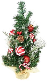 Díszített karácsonyfa világítással, 50 cm, 10 LED, meleg fehér